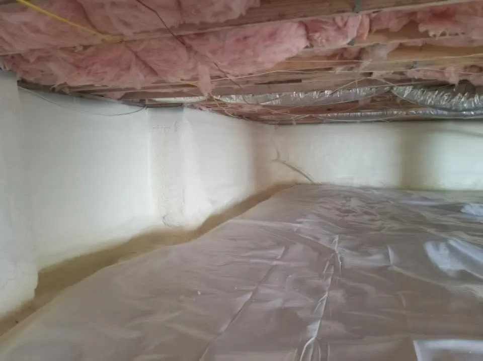 Crawl space encapsulation with closed-cell spray foam for Roof Waterproofing in Forney